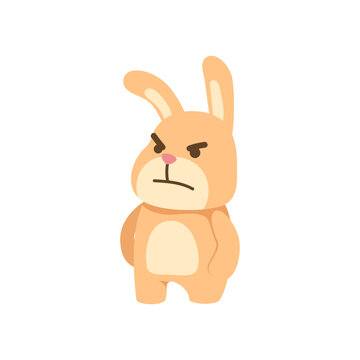 Angry Rabbit Cute animal sticker icon with full color style. cartoon, angry, animal, face, pet, expression, scary. Vector illustration