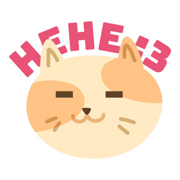 Hehe Cat Cute animal sticker icon with full color style. happy, animal, funny, kitten, kitty, colorful, sweet. Vector illustration