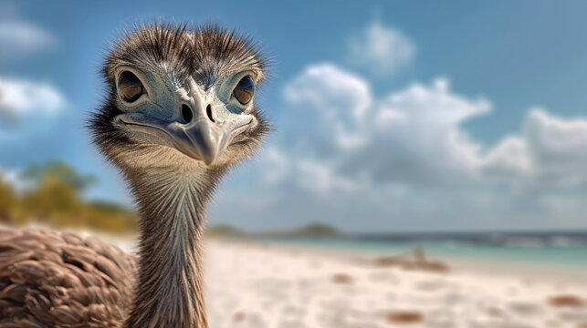 portrait of a ostrich HD 8K wallpaper Stock Photographic Image