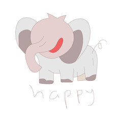 Happy Cute animal sticker icon with full color style. cartoon, cute, animal, baby, character, funny, zoo. Vector illustration