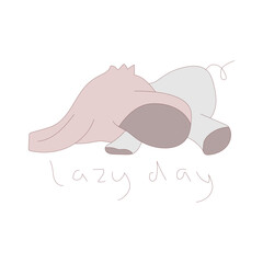Lazy Day Cute animal sticker icon with full color style. printable, lazy, cartoon, day, doodle, funny, cute. Vector illustration