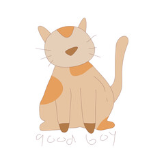 Good Boy Cute animal sticker icon with full color style. cat, cartoon, kitten, doodle, fun, emoji, kitty. Vector illustration