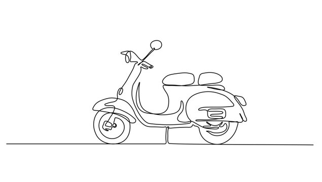motorcycle Scooter vector illustration, public transportation design concept. modern continuous line drawing graphic design