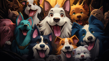Obraz premium anime set of dogs.