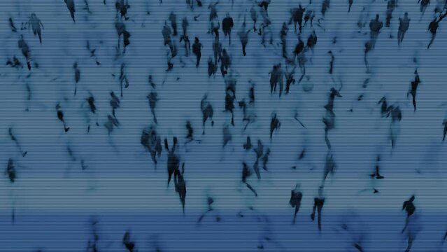 The monitor keeps track of people moving in different directions.