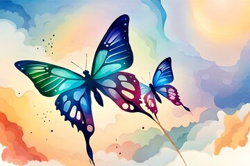 Obraz na płótnie Canvas Watercolor colorful Butterfly generative AI