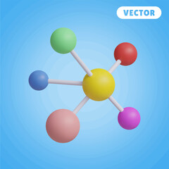 molecules 3D vector icon set, on a blue background
