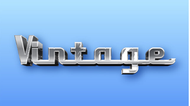 Vintage classic car text effect, editable 80s silver text style