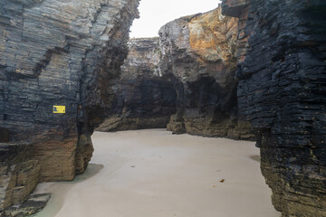 Aerial view of As Catedrais beach in north Spain
