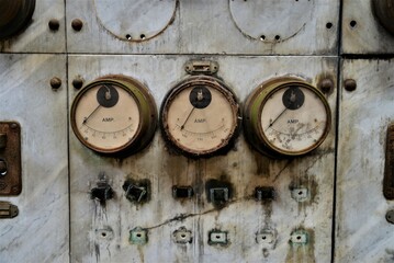 Industrial gauges and control panels seen in the UNESCO world heritage site Fray Bentos Industrial...