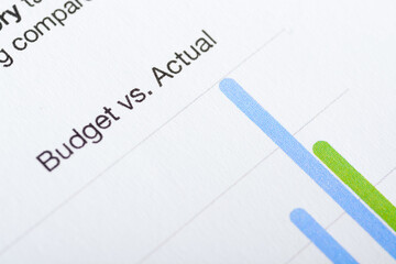 A close-up view of the phrase "budget vc actual" exemplifying the concept of wise spending.