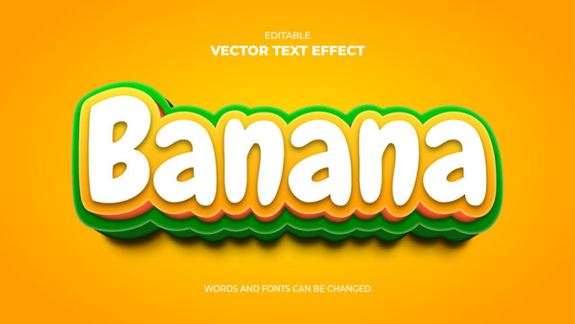banana editable text effect with green and yellow color