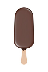 chocolate ice cream on a stick. realistic vector illustration