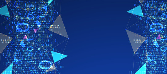 Technology background. Big data concept. Binary computer code.  Vector illustration.