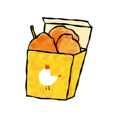 優しい色使いのコンビニチキンのベクターイラスト