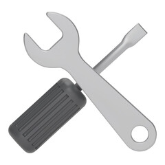 3d realistic wrench and screwdriver icon set isolated on white background. Repair icon, Hand tools icon