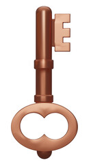 Key icon isolated on white background. Set of 3d metallic colorful keys. Protection, security, real estate concept.