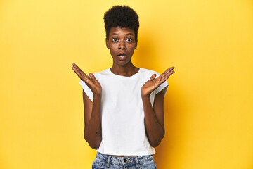 Elegant African woman, short hair, white tank top, Elegant African woman, short hair, white tank...