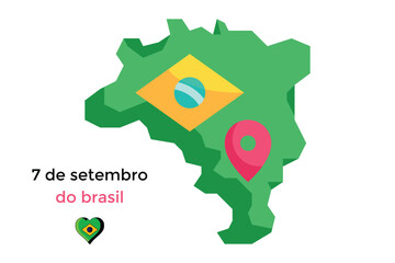 7 de setembro Brazil map with flag design