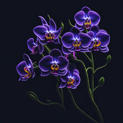 Fototapeta na wymiar Realistic Orchid Flowers Background Close Up With Neon Colors, generative AI