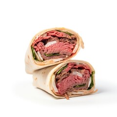 Obraz premium Gyro Sandwich isolated on white (generative AI)