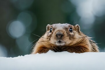 groundhog in the snow.