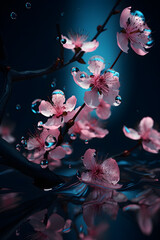 Obraz na płótnie Canvas Beautiful branch pink orchid flower. Generative AI