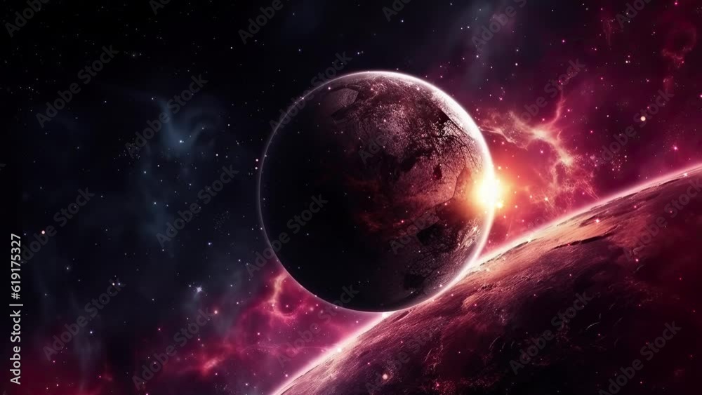 Wall mural galaxy and nebula. approaching an unexplored planet. abstract space background. infinite universe wi