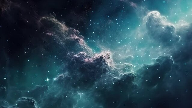 Galaxy and Nebula. Abstract space background. Endless universe with stars and galaxies in outer space. Cosmos art. Motion design.
