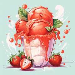 Tomato flavored ice cream illustration