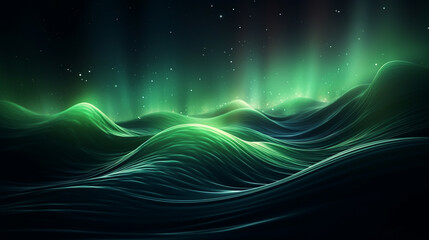 Fototapeta na wymiar 3d illustration of abstract green wavy background with stars and space