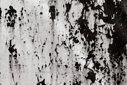 Texture of rusty metal. Metal background with corrosion and scratches. Gradient on metal texture. black and white photo