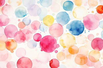 Bright watercolor circles on white background. 
