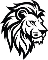 Lion Tribal Tattoo, logo, emblem, symbol, mascot vector design  isolated on white background
