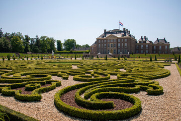 Beautiful symmetrical garden in Paleis Het Loo in Appeldoorn, Netherlands