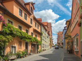 Fototapeta na wymiar Street in Rothenburg ob der Tauber, Bavaria, Germany