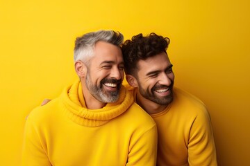 smiling couple gay, LGBT concept, positive and joyful.