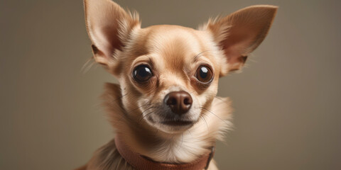A studio portrait of a charming Dog that captures its beauty, with a light-colored background. AI Generated.