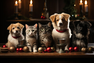 Christmas Background Cute Animal Ai generative