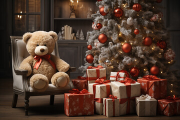 Christmas Background Cute Animal Ai generative