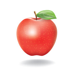 Apple Vector illustrator with apple leaf isolated on white background.