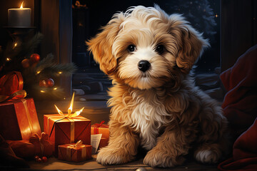 Christmas Background Cute Animal Ai generative