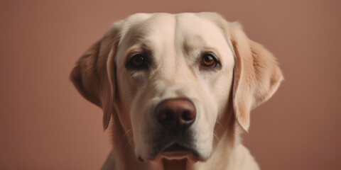 A studio portrait of a lovely Dog with a light-colored backdrop, perfect for Pet Photography. AI Generated.