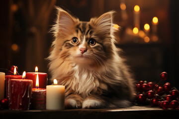 Christmas Background Cute Animal Ai generative