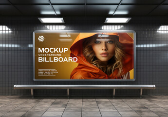 Billboard on Underground Wall Mockup. Generative Ai