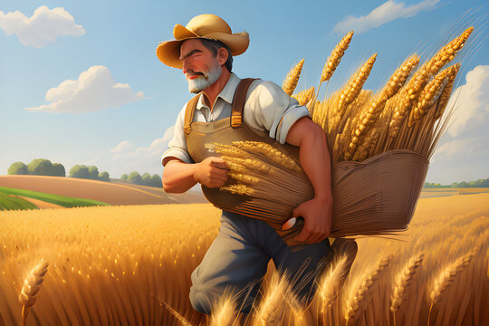 farmer in wheat field