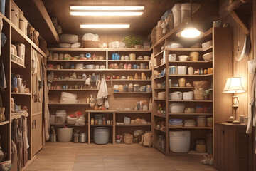 illustration of All your necessities stored, store room