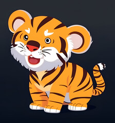 tiger cartoon with sign