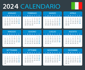 2024 Calendar - vector template graphic illustration - Italian version