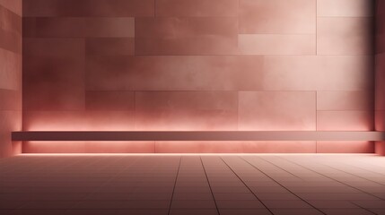 Empty geometrical Room in Dusty Rose Colors with beautiful Lighting. Futuristic Background for Product Presentation.